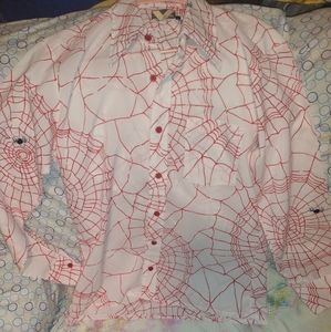Cute spooky Vintage Halloween spider long sleeve shirt with red spider webs